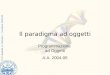 © M. Badella, G. Malnati, L. Tessitore 2003-05 Programmazione ad Oggetti A.A. 2004-05 Il paradigma ad oggetti
