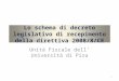 Lo schema di decreto legislativo di recepimento della direttiva 2008/8/CE Unità Fiscale dell Università di Pisa 1