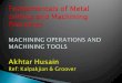 Machining operations and machine tools