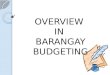 Overview in Barangay Budgeting