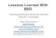 Lessons learned with Bdd: a tutorial