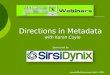 Directions In Metadata--Introductory Slides