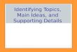 Identifying Topics, Main Ideas, and Supporting Details