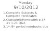 Complete Subjects and Predicates- Unit 1