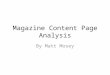 Media coursework content page analysis