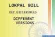 Lokpal- Key Differences All Versions
