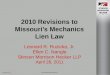 2010 Revisions To Missouri S Mechanics Lien Law