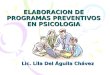 Diseño de Programas Preventivos en Psicología