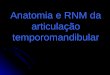 Anatomia e RNM ATM