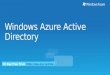 Windows Azure Active Directory (Identity) Overview