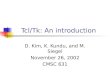 Tcl/Tk: An introduction D. Kim, K. Kundu, and M. Siegel