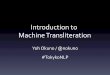 Introduction to Machine Transliteration