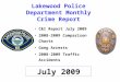 Lakewood WA, crime, July 2009 report