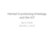 Mental functioning ontology and the International Classification of Functions and Disabilities