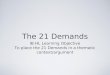 Lesson outline the 21 demands