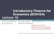 Introductory Finance for Economics (Lecture 10)