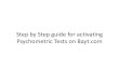 Activating psychometric tests   registered users