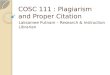 COSC111 - Plagiarism and Citation