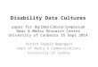 Disability Data Cultures, U. of Canberra Symposium, 15 Sept 2014