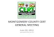 Montgmoery County CERT General meeting 06-13-2013