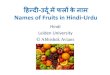 Names of fruits in Hindi-Urdu