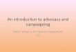 An introduction to advocacy and campaigning
