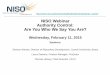 NISO Webinar:  Authority Control: Are You Who We Say You Are?