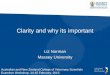 Clarity and why it’s important liz norman anzcvs 2015