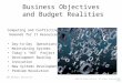 EDI, Business Objectives and Budget Realities