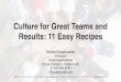 Culture for Great Teams and Results: 11 Easy Recipes