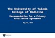 UT College of Medicine Academic Affiliation