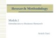 Research Methodology - Module I mba 1st year