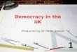 Democracy in the UK Produced by Dr Peter Jepson 1