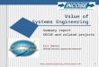 Value of Systems Engineering; Summary Report 1/04 1 Value of Systems Engineering Summary report SECOE and related projects Eric Honour INCOSE Director,