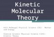 States of Matter: Kinetic Molecular Theory Holt McDougal Physical Science C3S1: Matter and Energy Glencoe Science Physical Science C16S1: Kinetic Theory