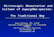 Microscopic Observation and Culture of Aspergillus species: The Traditional Way Nancy McClenny, MPA, CLS/MT Associate Program Director, CLS Internship