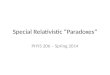 Special Relativistic Paradoxes PHYS 206 – Spring 2014