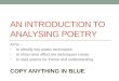 AN INTRODUCTION TO ANALYSING POETRY Aims – to identify key poetic techniques to show what effect the techniques create to read poems for theme and understanding