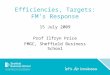 Efficiencies, Targets: FM’s Response 15 July 2009 Prof Ilfryn Price FMGC, Sheffield Business School