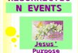R ESURRECTION E VENTS Jesus’ Purpose T ODAY ’ S B IBLE V ERSE T ODAY ’ S B IBLE V ERSE He is not here; he has risen, just as he said. Come and see the