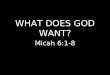 WHAT DOES GOD WANT? Micah 6:1-8. Context of Micah Prophesied from 737- 696 Contemporary: Isaiah, Amos, & Hosea Prophesied to Jerusalem- Rebuked them about