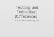 Testing and Individual Differences 5-7% of the AP Psychology Exam