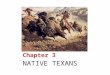 Texas History, Chapter 3 NATIVE TEXANS. Early Americans People migrating to the Americas from Asia entered Alaska over a land bridge. Humans first reached