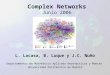 Complex Networks Junio 2006 L. Lacasa, B. Luque y J.C. Nuño Departamentos de Matemática Aplicada Aeronáuticos y Montes Universidad Politécnica de Madrid