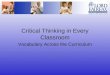 Critical Thinking in Every Classroom Vocabulary Across the Curriculum