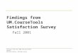 Findings from Fall 2001 UM.CourseTools Survey Michelle Bejian, UM Media Union Findings from UM.CourseTools Satisfaction Survey Fall 2001