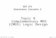 NJIT ECE 271 Dr, Serhiy Levkov Topic 8 - 1 Topic 8 Complementary MOS (CMOS) Logic Design ECE 271 Electronic Circuits I