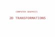 2D TRANSFORMATIONS COMPUTER GRAPHICS. “Transformations are the operations applied to geometrical description of an object to change its position, orientation,