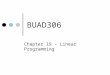 BUAD306 Chapter 19 – Linear Programming. Optimization QUESTION: Have you ever been limited to what you can get done because you don’t have enough ________?