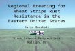 Regional Breeding for Wheat Stripe Rust Resistance in the Eastern United States David Marshall Plant Science Research Unit Raleigh, NC